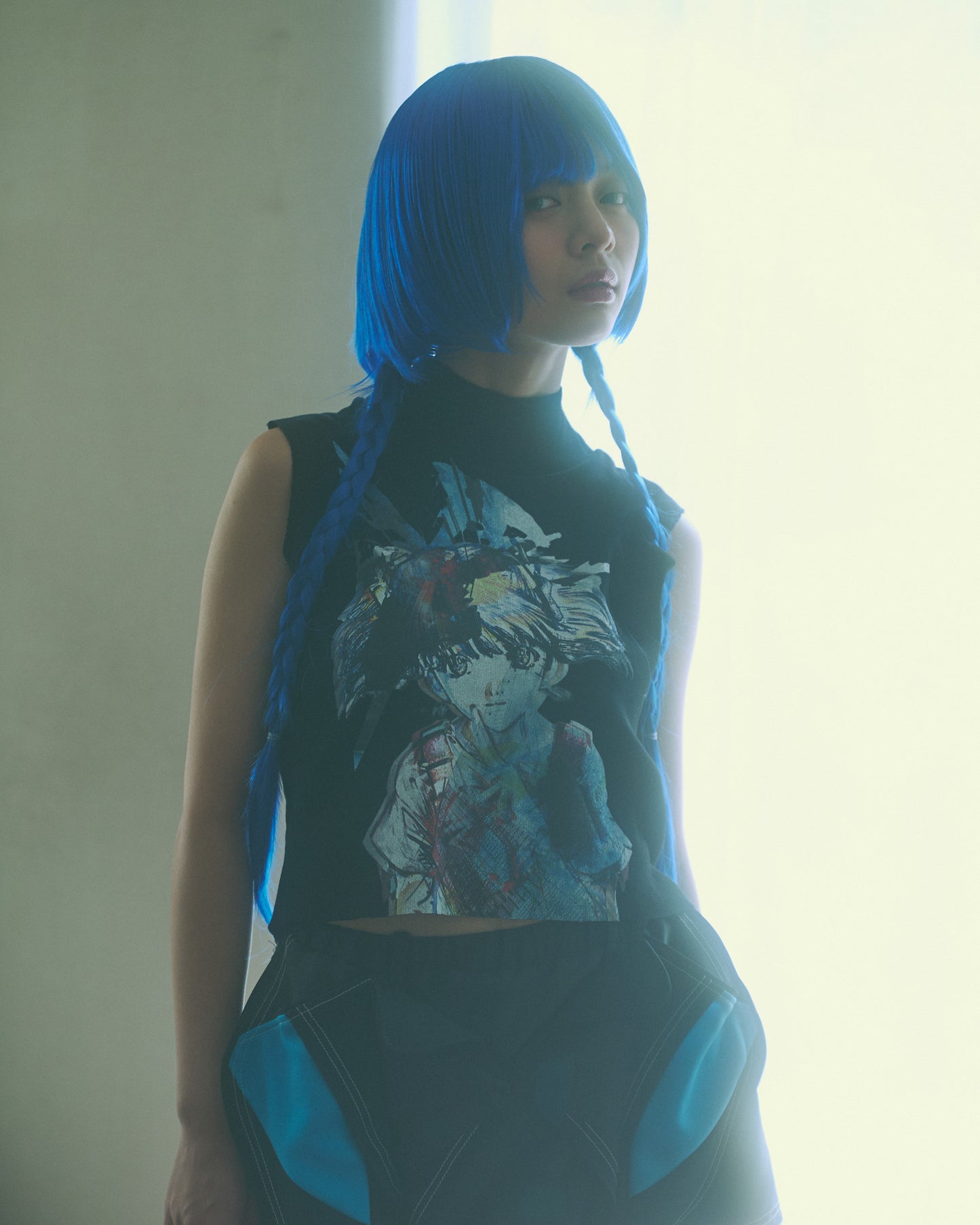 【前金30%】Graphic Rib Tank Top-Black-
