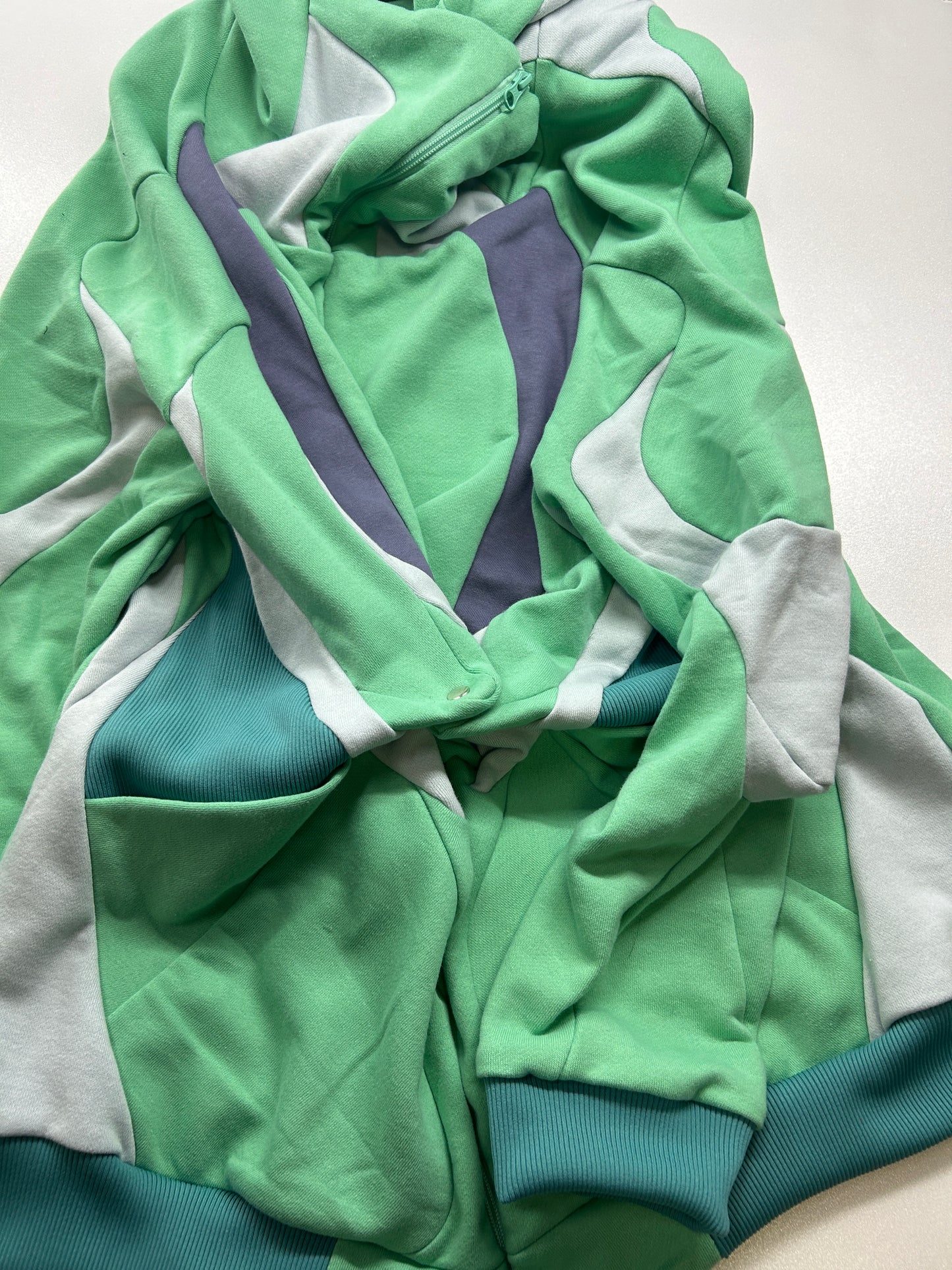 Flowing Sweat Hoodie-Green-