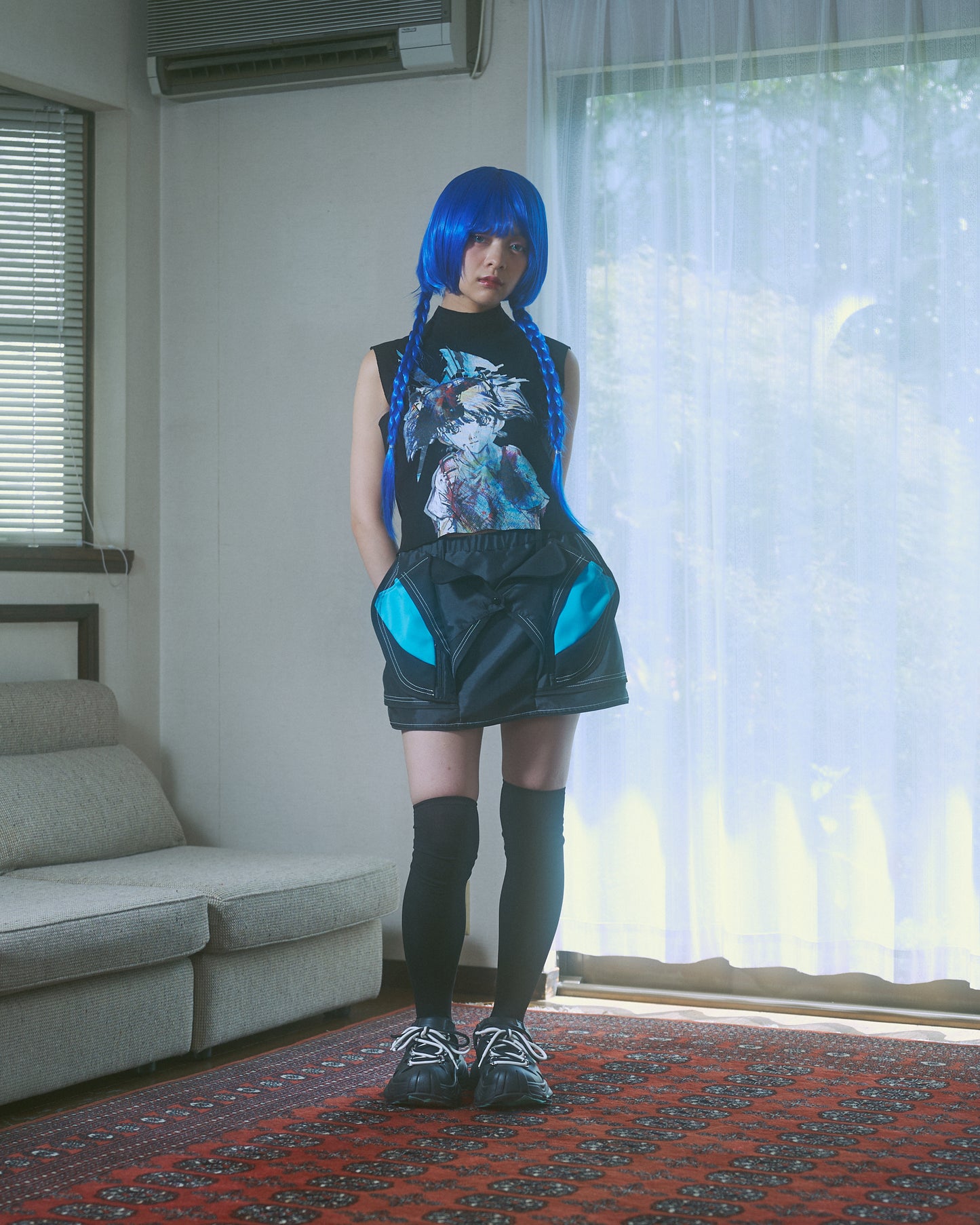 【前金30%】Graphic Rib Tank Top-Black-