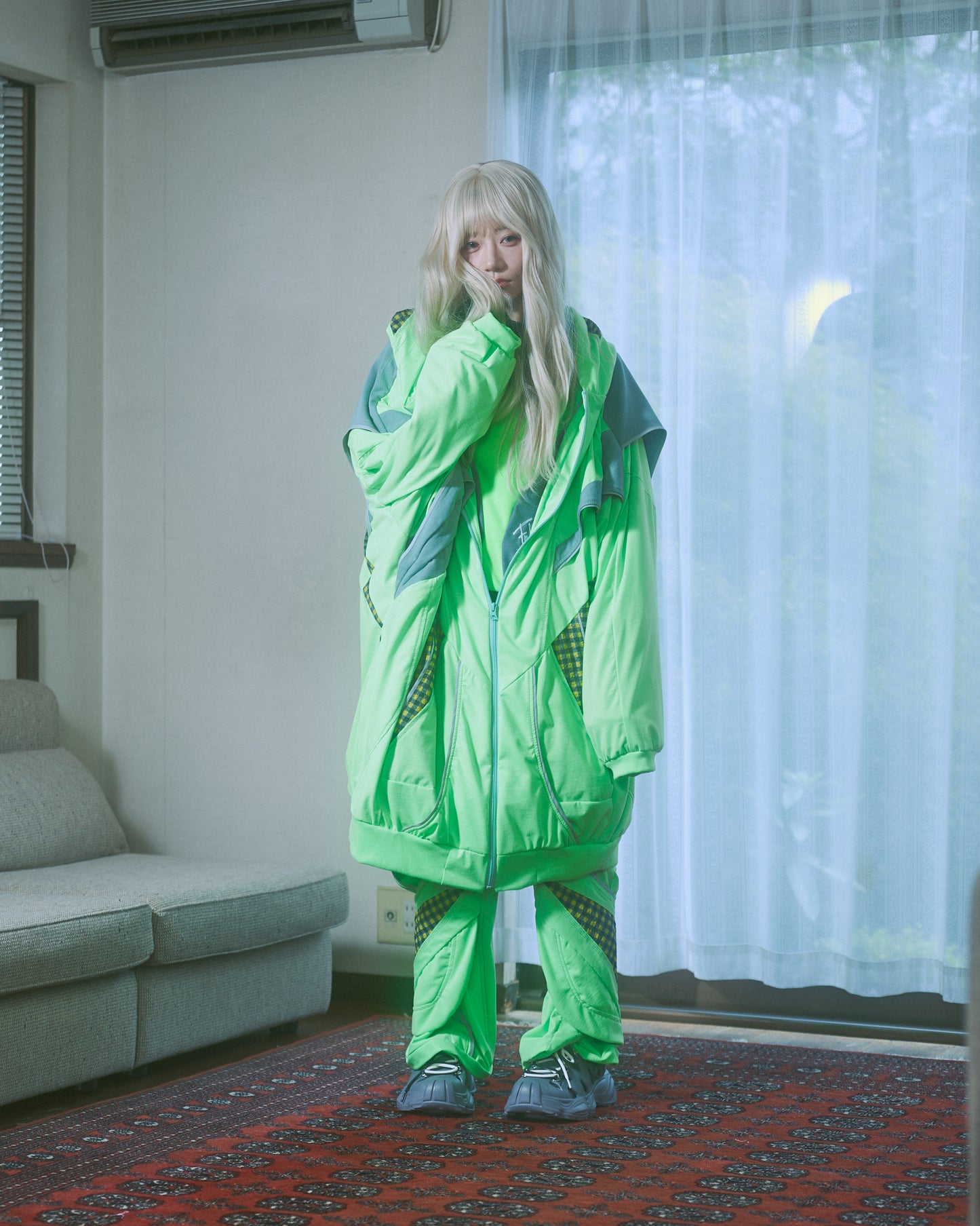 Magia Cape Big Hoodie-Neon Green-