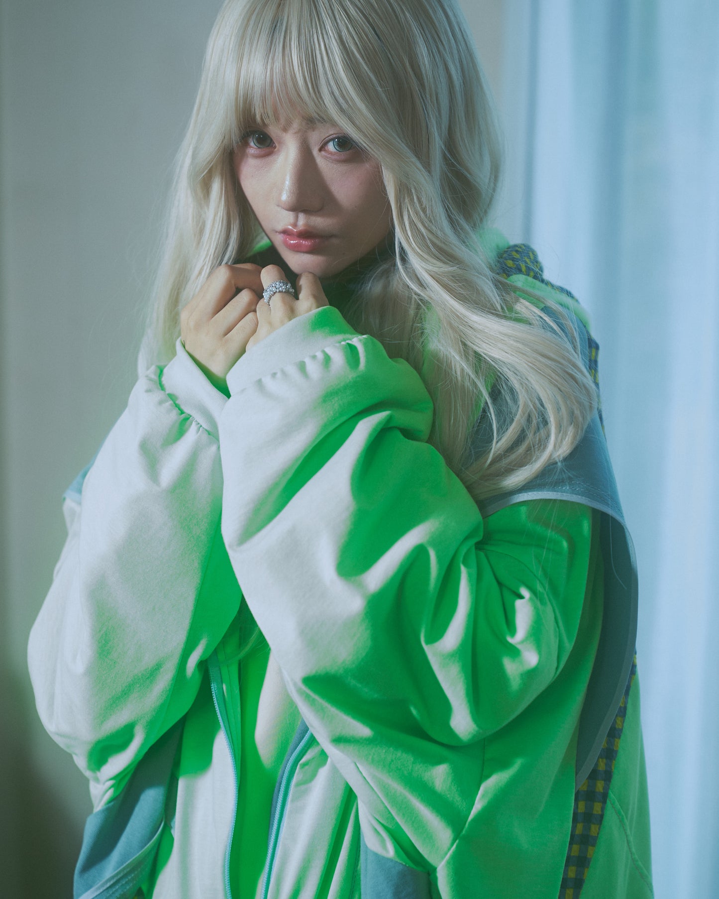 Magia Cape Big Hoodie-Neon Green-