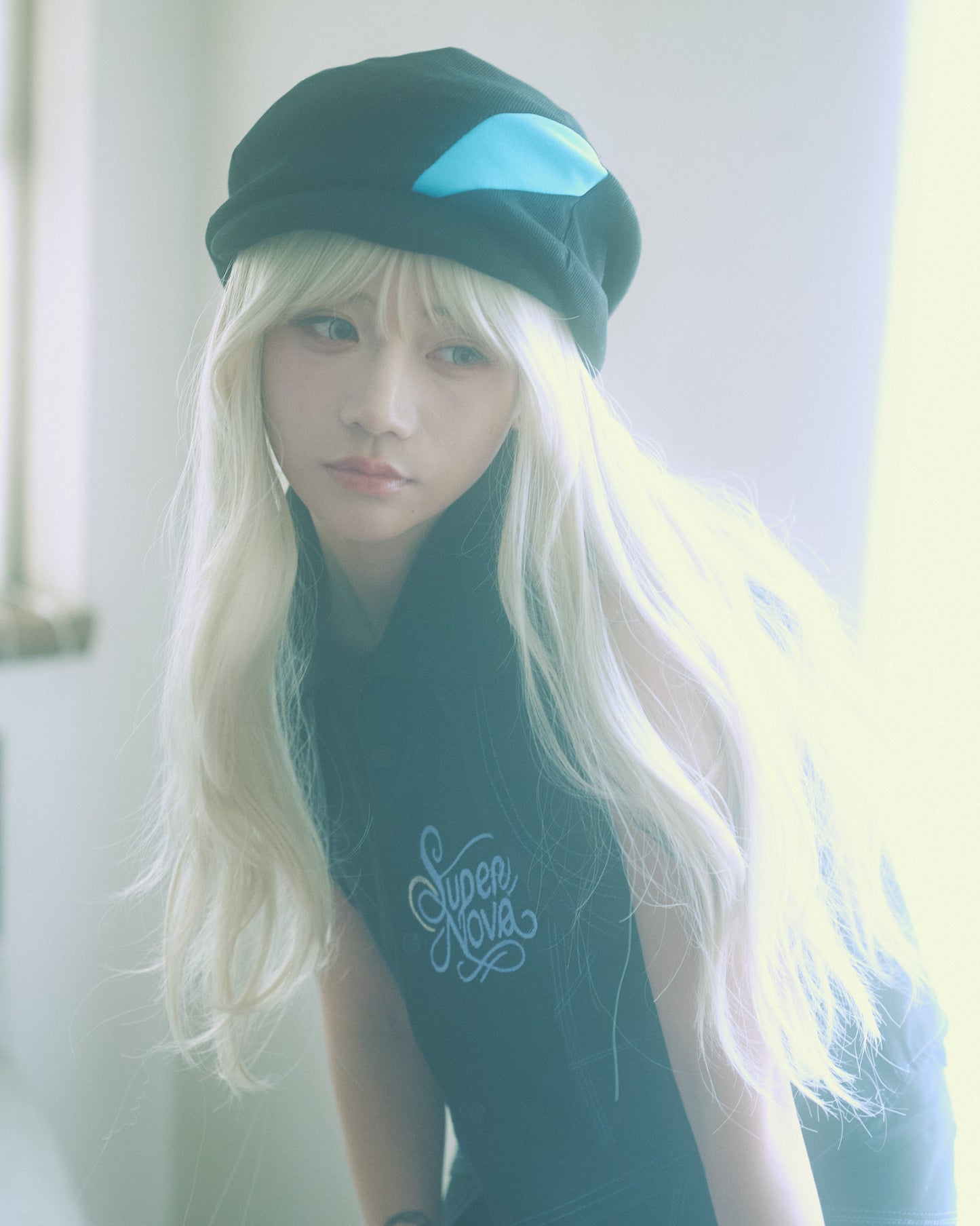 Ribbed Knit Casquette Hat-Black-