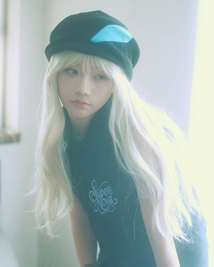Ribbed Knit Casquette Hat-Black-