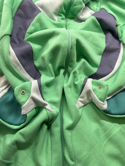 Flowing Sweat Hoodie-Green-