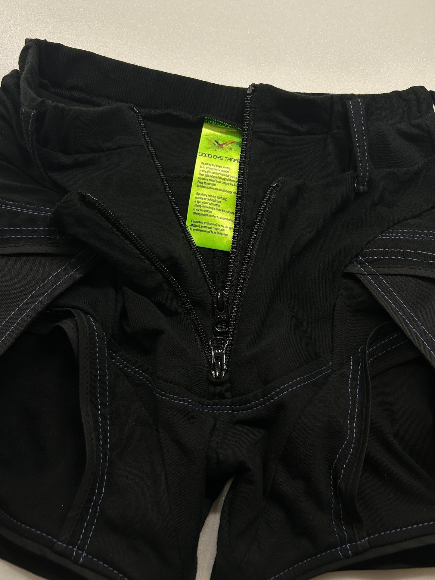 Dual Pocket Overlay Shorts-Black-