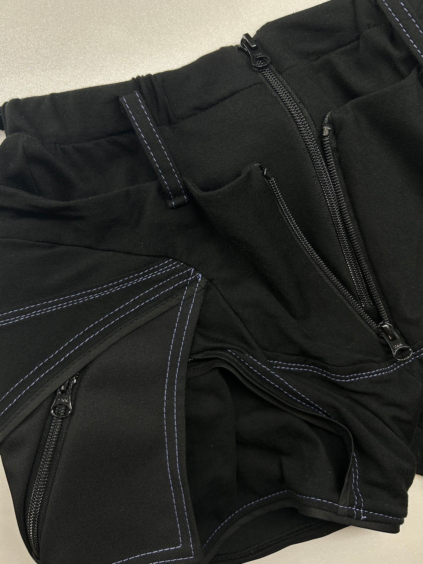 Dual Pocket Overlay Shorts-Black-