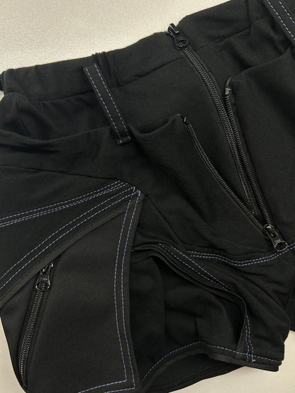 Dual Pocket Overlay Shorts-Black-