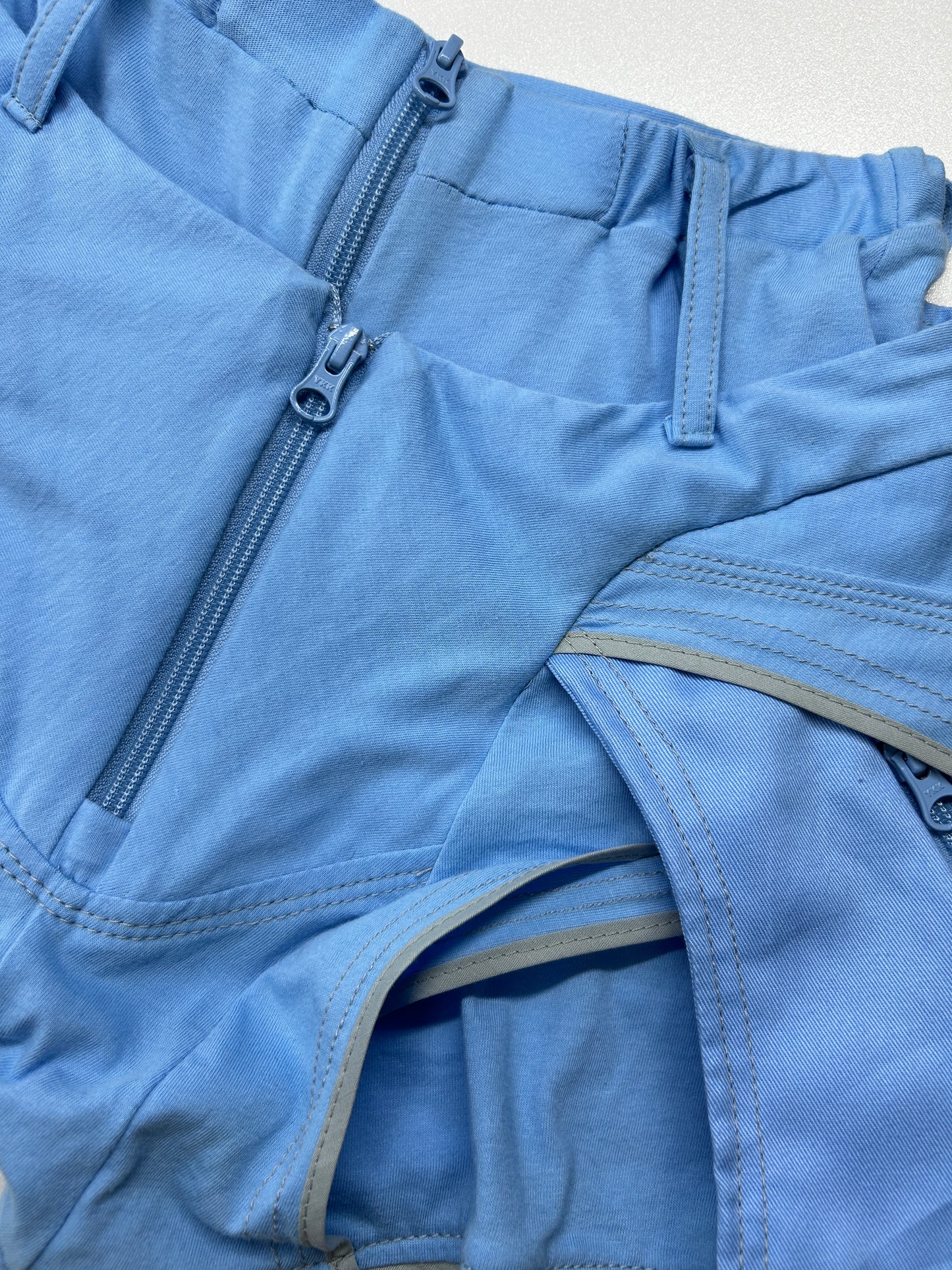 Dual Pocket Overlay Shorts-Light Blue-