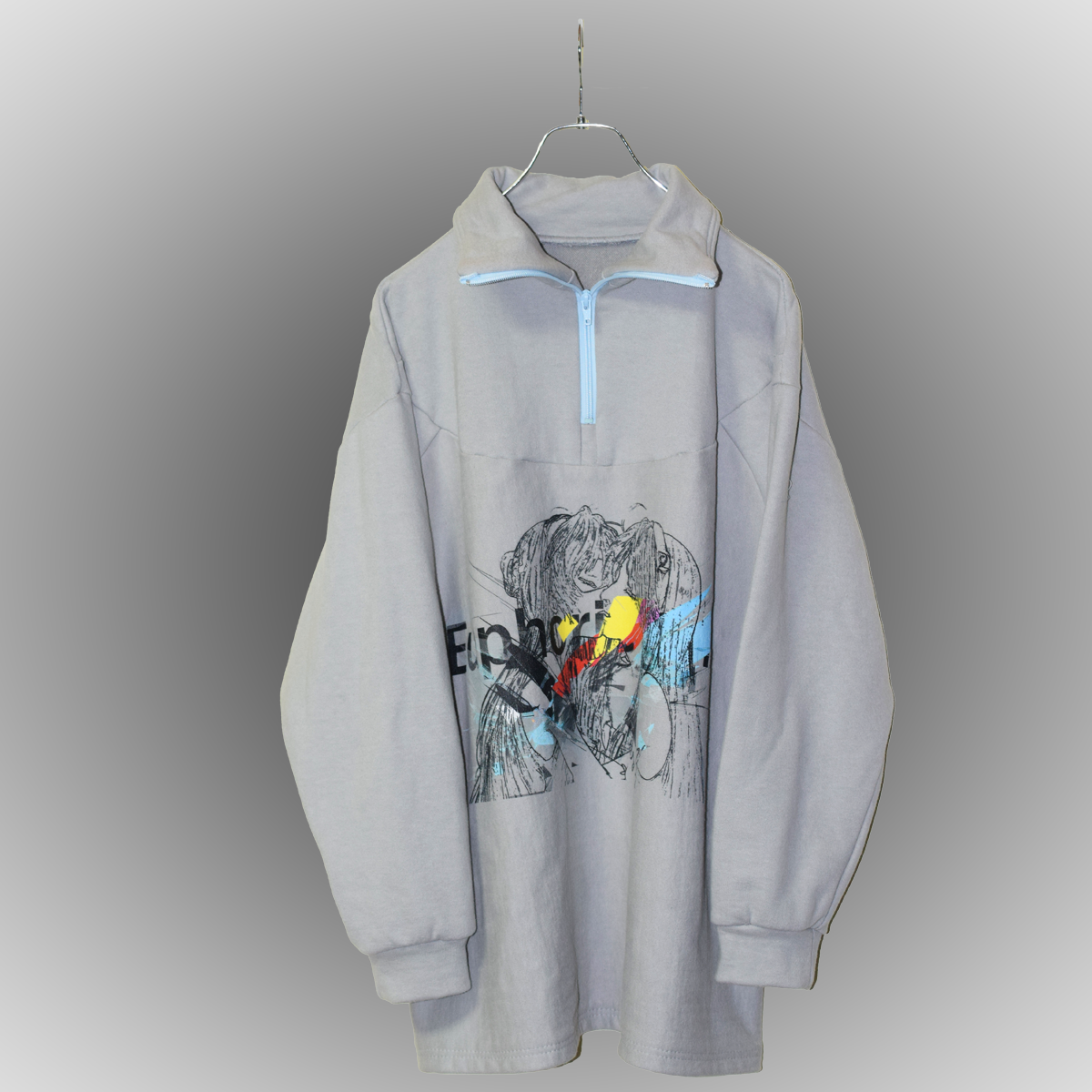 【前金100%】Half-zip print sweat   Memory:Kissing girls