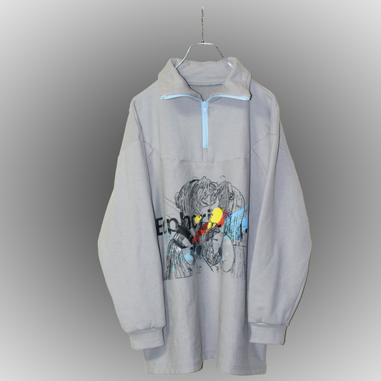 【前金100%】Half-zip print sweat   Memory:Kissing girls