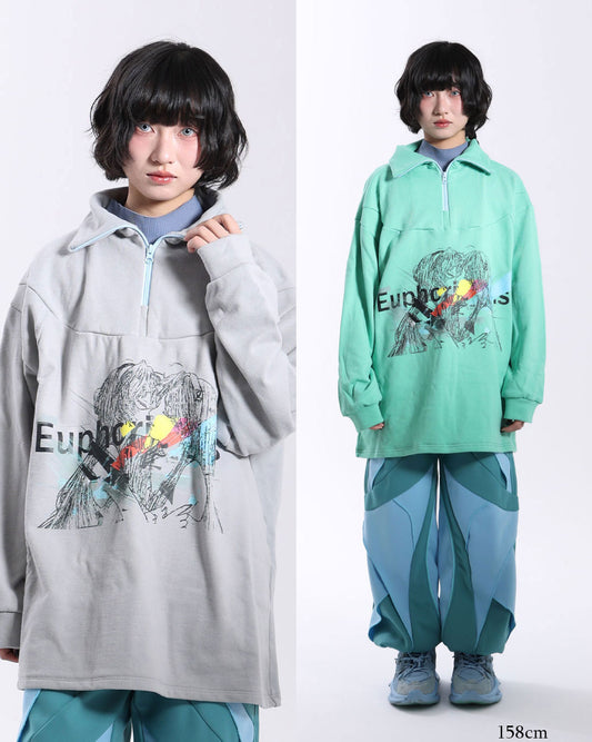 Half-Zip Print Sweat  Memory: Kissing Girls