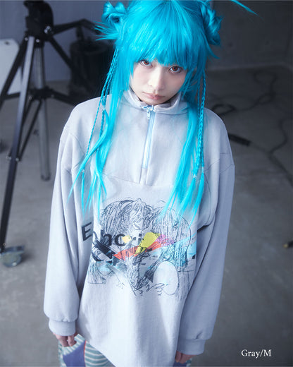 Half-Zip Print Sweat  Memory: Kissing Girls