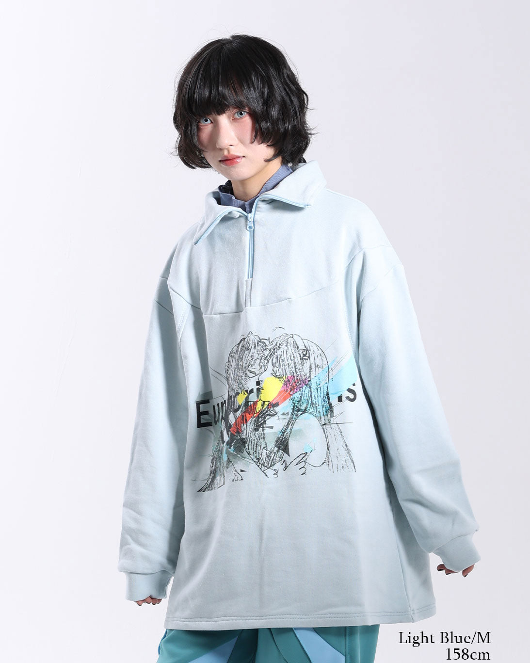 Half-Zip Print Sweat  Memory: Kissing Girls