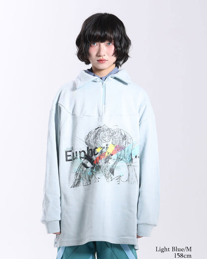 Half-Zip Print Sweat  Memory: Kissing Girls