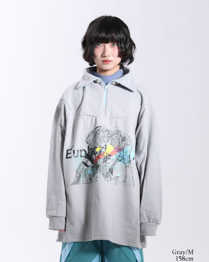 Half-Zip Print Sweat  Memory: Kissing Girls