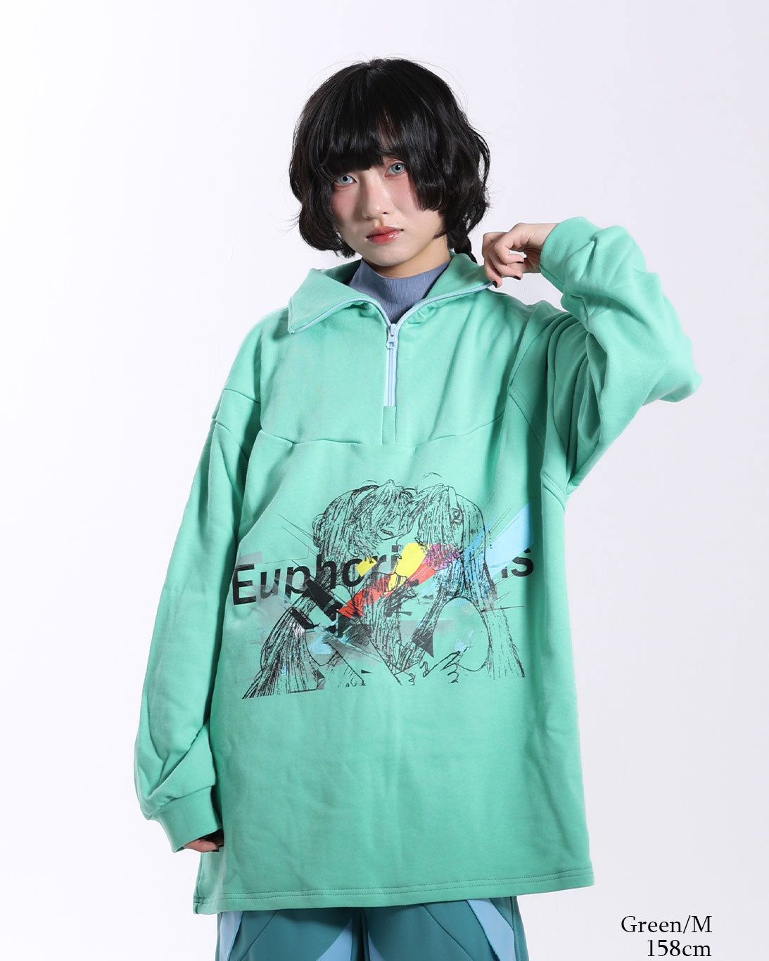 Half-Zip Print Sweat  Memory: Kissing Girls