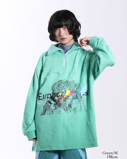 Half-Zip Print Sweat  Memory: Kissing Girls