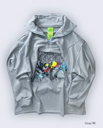 Half-Zip Print Sweat  Memory: Kissing Girls