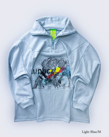 Half-Zip Print Sweat  Memory: Kissing Girls