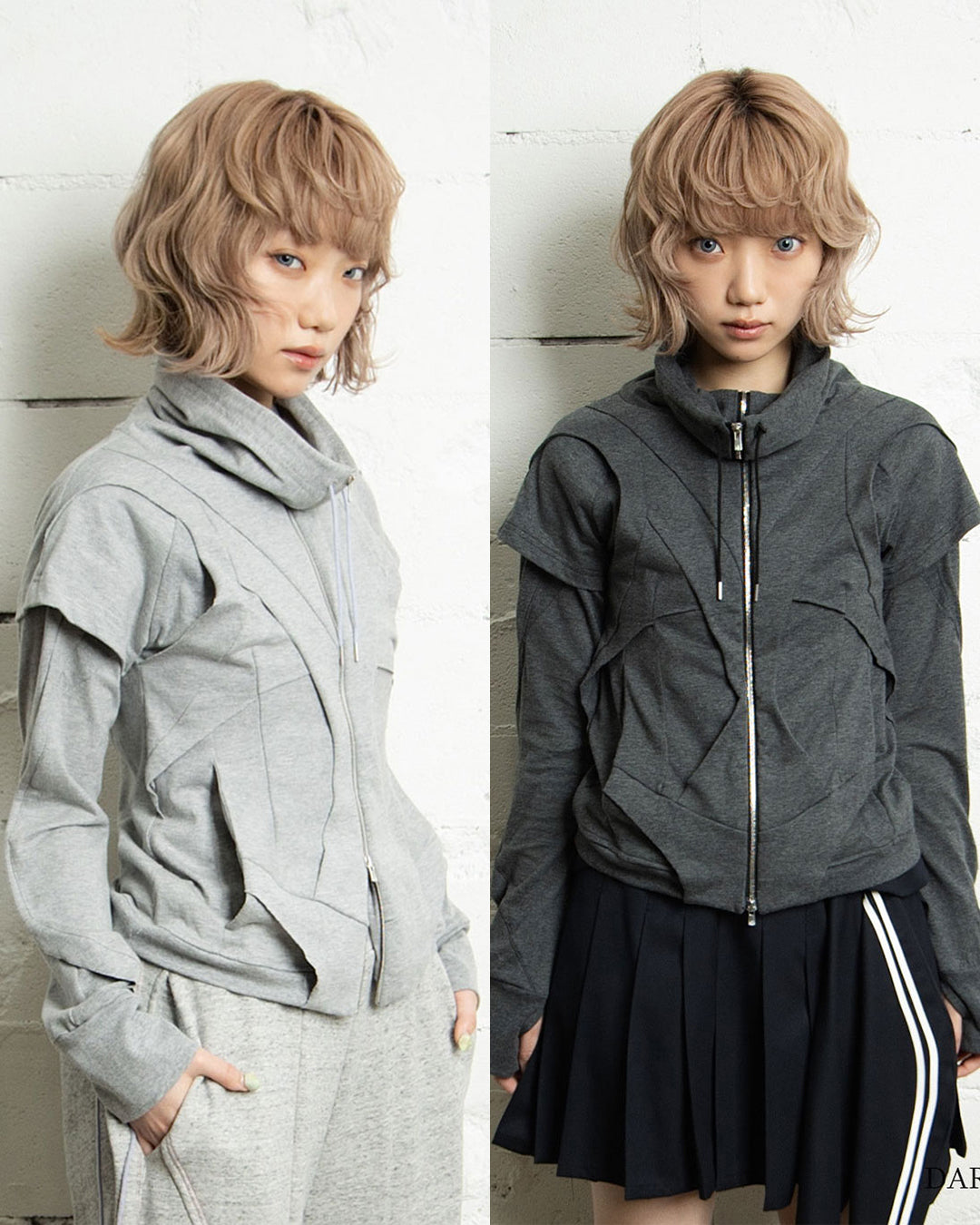 26AWPRE-VEIL NECK OVERLAY ZIP TOP