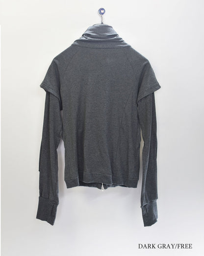26AWPRE-VEIL NECK OVERLAY ZIP TOP