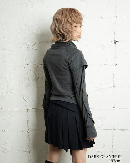 26AWPRE-VEIL NECK OVERLAY ZIP TOP