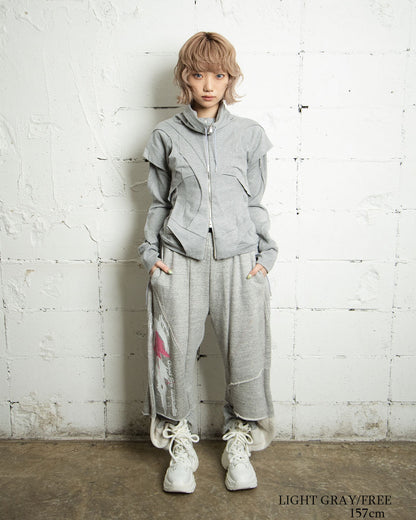 26AWPRE-VEIL NECK OVERLAY ZIP TOP