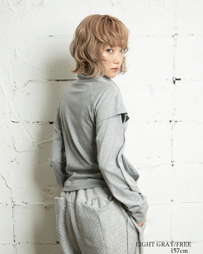 26AWPRE-VEIL NECK OVERLAY ZIP TOP