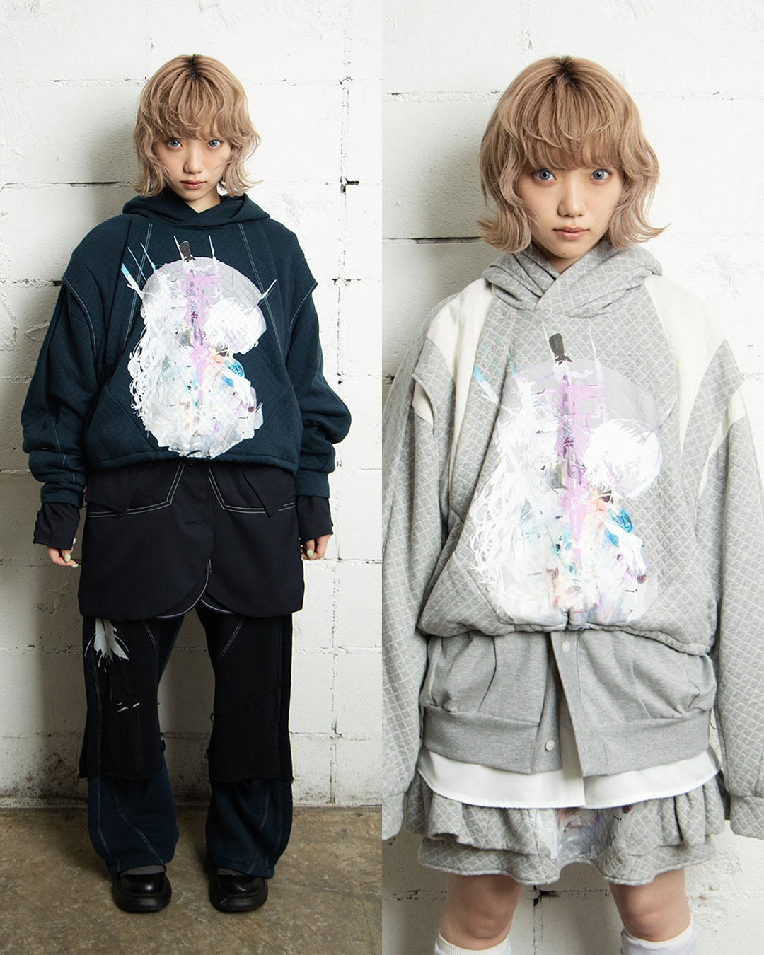26AWPRE-GRAPHIC QUILTED CROSS HOODIE