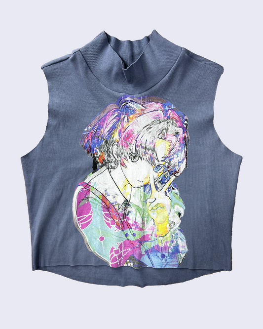 【前金30%】Graphic Rib Tank Top-Gray-