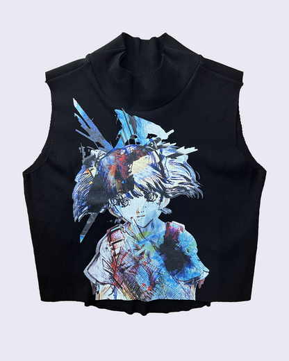 【前金30%】Graphic Rib Tank Top-Black-
