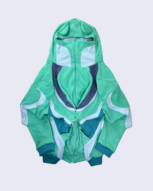 Flowing Sweat Hoodie-Green-