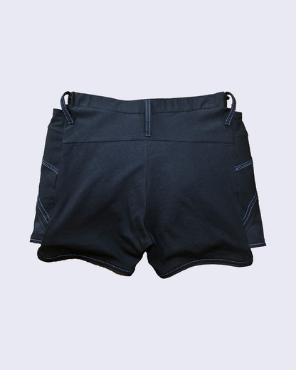 Dual Pocket Overlay Shorts-Black-