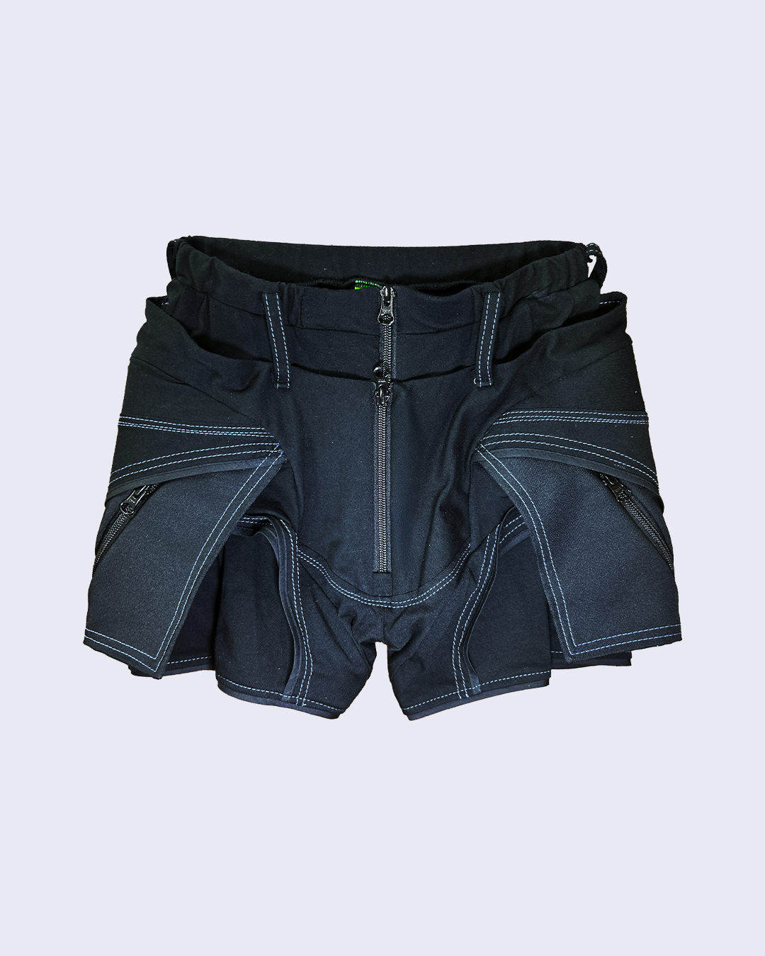 Dual Pocket Overlay Shorts-Black-