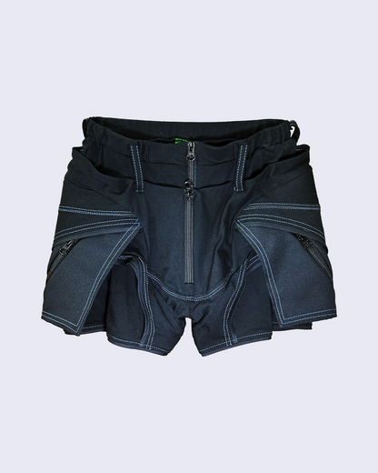 Dual Pocket Overlay Shorts-Black-
