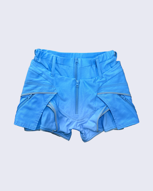 Dual Pocket Overlay Shorts-Light Blue-