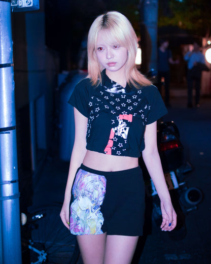 RBN01 Orbit Crop Top (Short Sleeve)-Black-