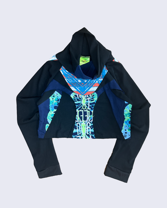 RBN02 Orbit Crop Top (long Sleeve)-Black-