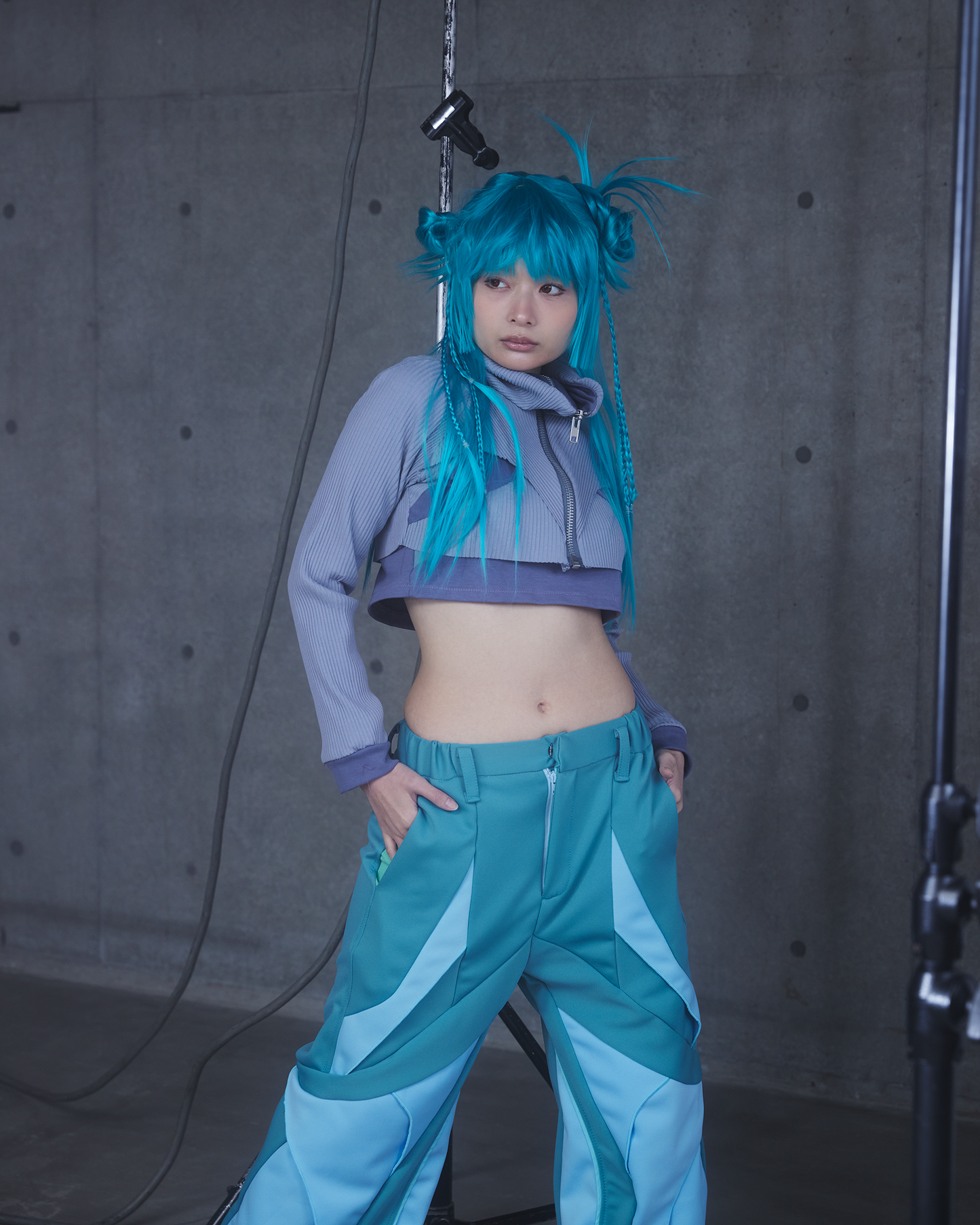 25AW Full zip rib tops-White-